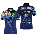 It Worked In My Head 3D Skull Full Printing Billiards Polo Shirts Blue, Personalized Billiard Polo Shirt