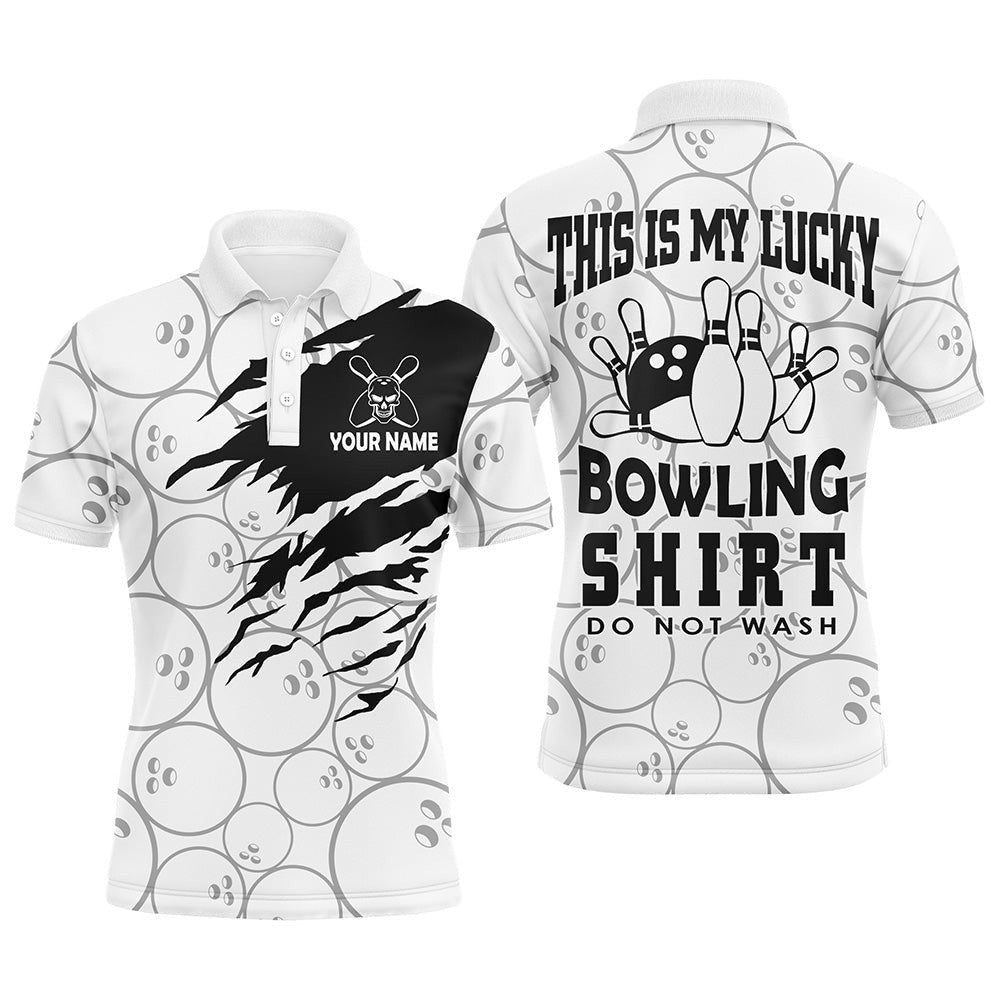 Funny Bowling Shirt For Men Custom Name Lucky Bowling Shirt Polo Short Sleeve Bowler Polo Shirt, Personalized Bowling Team Shirt
