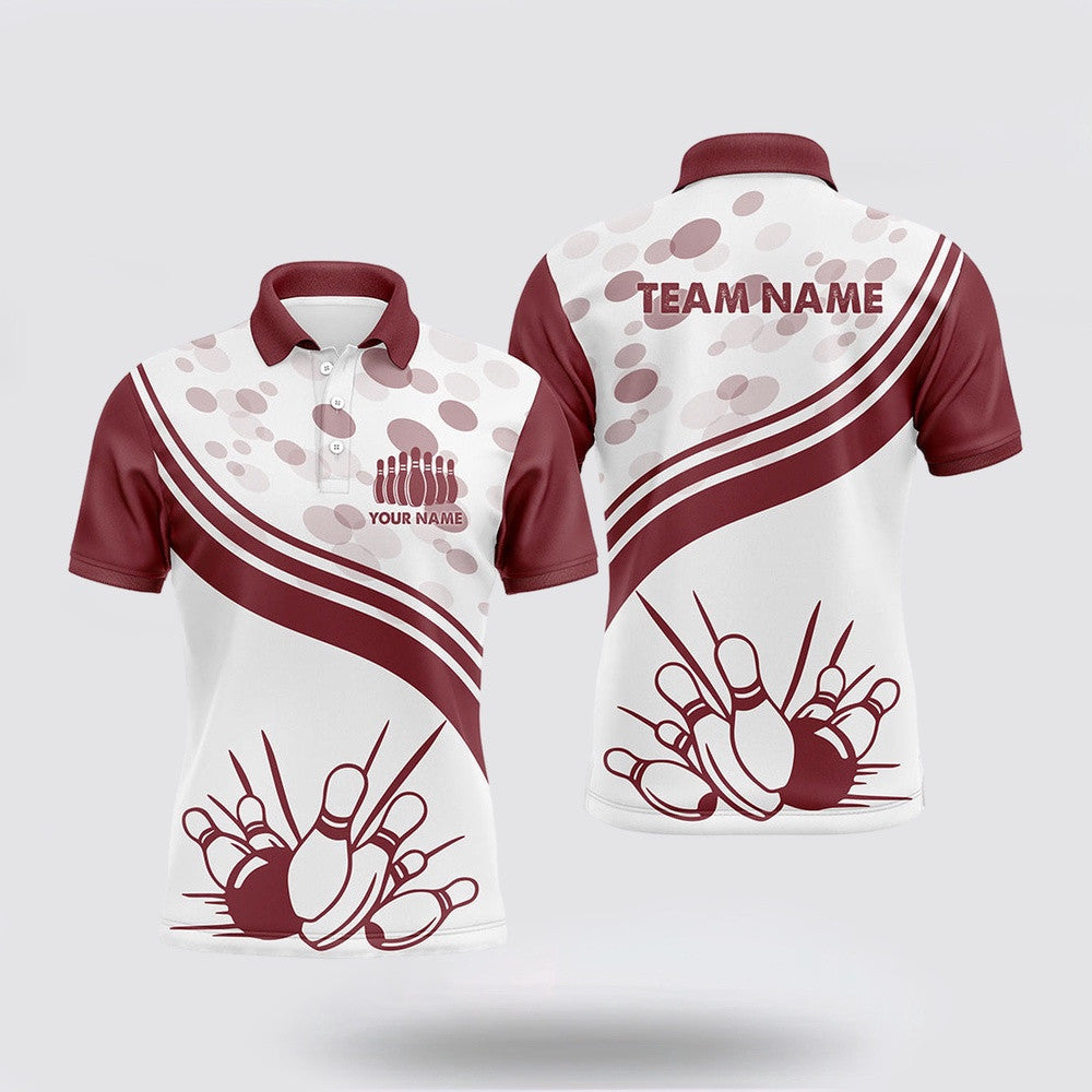 Bowling Polo Shirt, Custom Vintage White Bowling Polo Shirts For Men, Personalized Bowling Team Jerseys