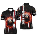 Flaming 8 Ball Pool Custom Patriotic Pool League Polo, Personalized Billiard Polo Shirt