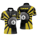 Billiard 8 Ball Yellow Version Name 3D Polo Shirts Custom Team Pool Shirt, Personalized Billiard Polo Shirt