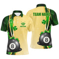 Funny St Patricks Day Shirts Custom Name 3D 8 Ball Pool Patrick Gifts, Personalized Billiard Polo Shirt
