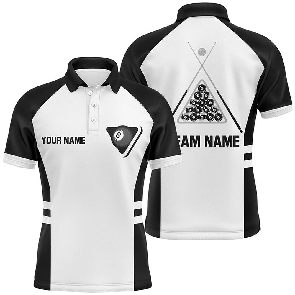 Billiard Balls 8 Ball Pool White Black Billiard Polo, Personalized Billiard Polo Shirt