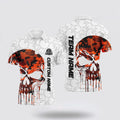Bowling Polo Shirt, Custom Orange Camo Skull Bowling Polo Shirts Men Team Bowling Jerseys Bowling League Outfit