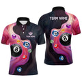 Ball Billiards Colorful Abstract Liquid Billiards Team Shirts, Personalized Billiard Polo Shirt