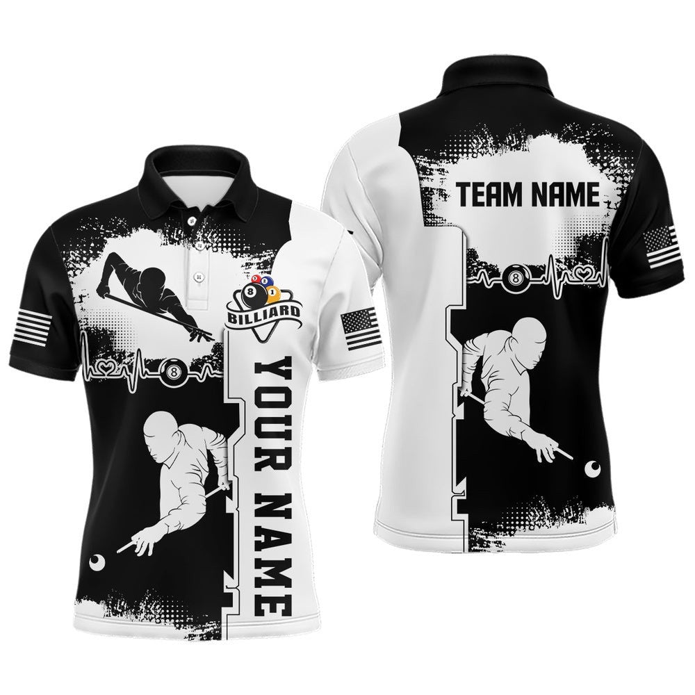 Billiard Ball 8 Pool Player Polo Shirts, Custom Team Billiards Team Shirts, Personalized Billiard Polo Shirt