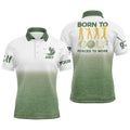 Born To Golf Forced To Work Men's Golf Polo Shirts Green Pattern Golf Shirts Custom Golf Polos For Men, Golf Polo Shirt, Golf Shirts