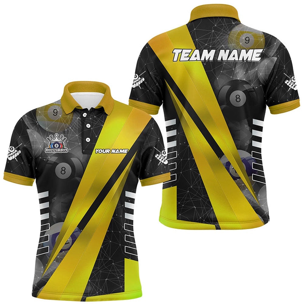 Best Custom Billiard Polo Uniform, Tournat Billiard Shirts Yellow, Personalized Billiard Polo Shirt