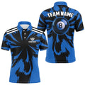 Funny Storm Blue 8 Ball Pool Billiard Shirts Custom Unique Team Billiard Polo, Personalized Billiard Polo Shirt