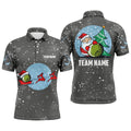 Grey Christmas Men's Golf Polo Shirts With Reindeer & Santa Custom Golf Tops For Men Golfing Gifts, Golf Polo Shirt, Golf Shirts