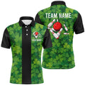 Green Clover Black Retro Bowling Polo Shirts For Men Custom Vintage Bowling Team Polo Shirt, Personalized Bowling Team Shirt