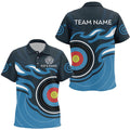 Archery Target Blue Flame Polo Shirts Custom Archery Shirts For Team, Custom Archery Team Polo Shirt