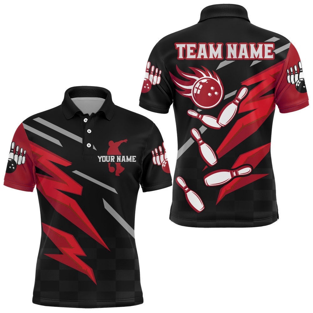Bowling Polo Shirt For Men Custom Bowling Polo Team League Bowling Shirts, Personalized Bowling Team Shirt