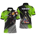 Green Black Billiard Balls 3D Shirts Custom 8 Ball Pool Billiards Team Polo, Personalized Billiard Polo Shirt