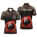 Flame Lightning Ball 8 Billiard's Polo Shirts Custom Pool Team Uniform Shirts, Personalized Billiard Polo Shirt