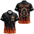 Archery Skull Fire Customized Target Pattern Polo Shirts, Archery Shirts Gifts For Archer, Custom Archery Team Polo Shirt