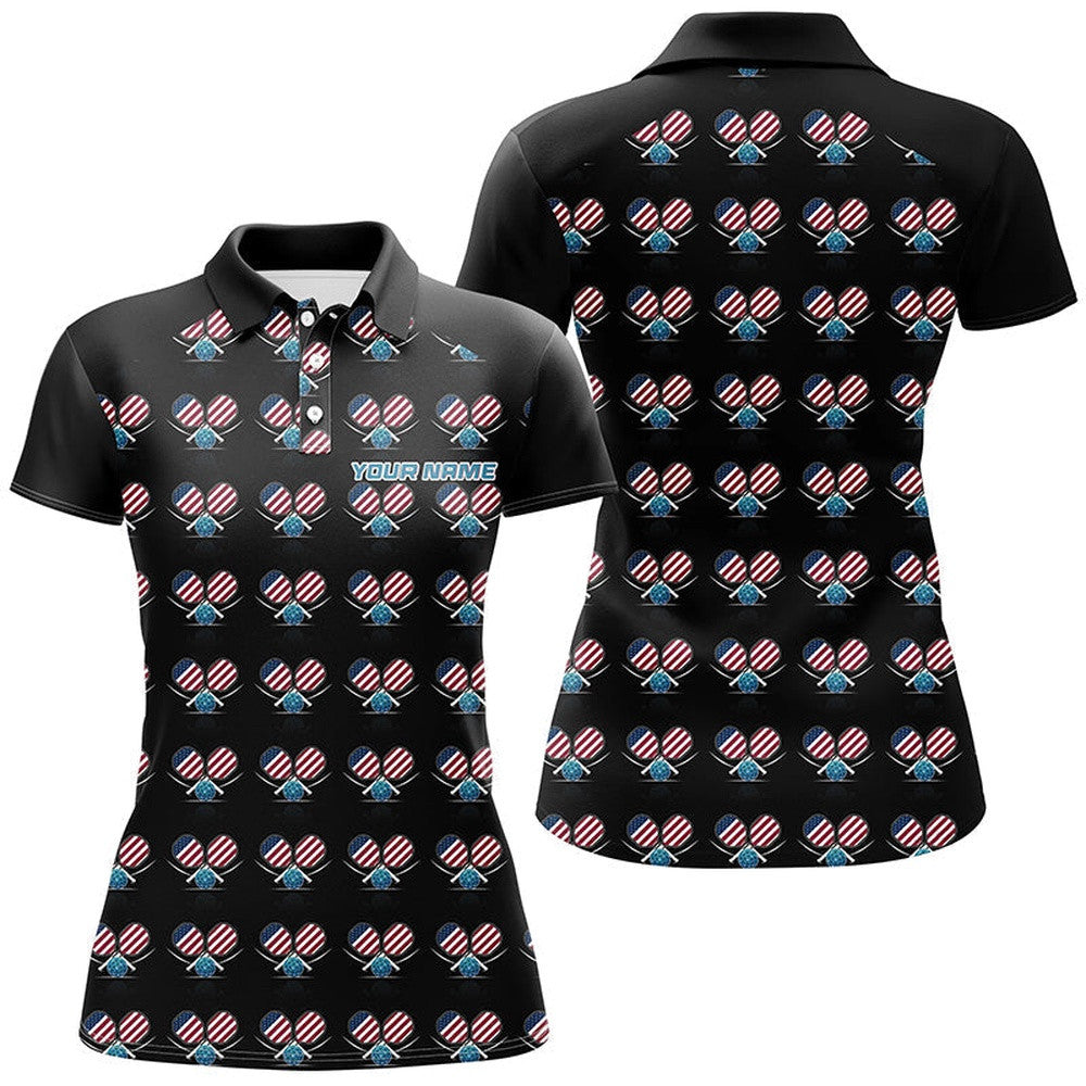 American Flag Pickleball Polo Shirts, Patriotic Pickleball Polo Shirts For Women, Pickleball Polo Shirts