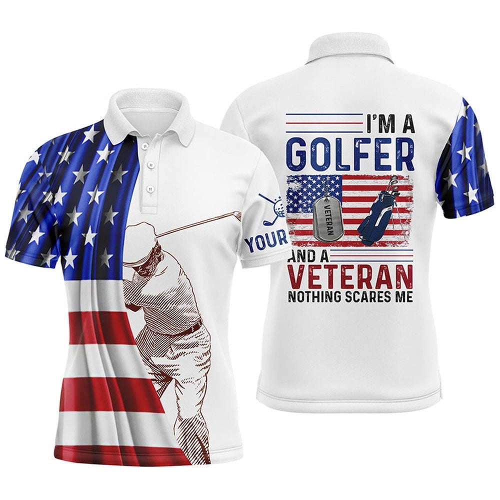 Im A Golfer And A Veteran American Flag Men's Golf Polo Shirt Custom Patriotic Golf Tops For Men, Golf Polo Shirt, Golf Shirts