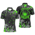 Bowling Polo Shirts For Men, Bowling Balls And Pins Bowling Team Shirts Green, Personalized Bowling Team Shirt
