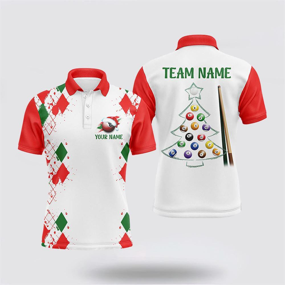 Billiard Polo Shirts, Funny Christmas Billiard Custom Name Polo Shirts, Billiard Shirt Designs