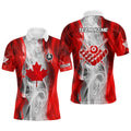 Billiard Smoke Canadian Flag Polo Shirts Custom Patriotic Billiard Shirts, Personalized Billiard Polo Shirt