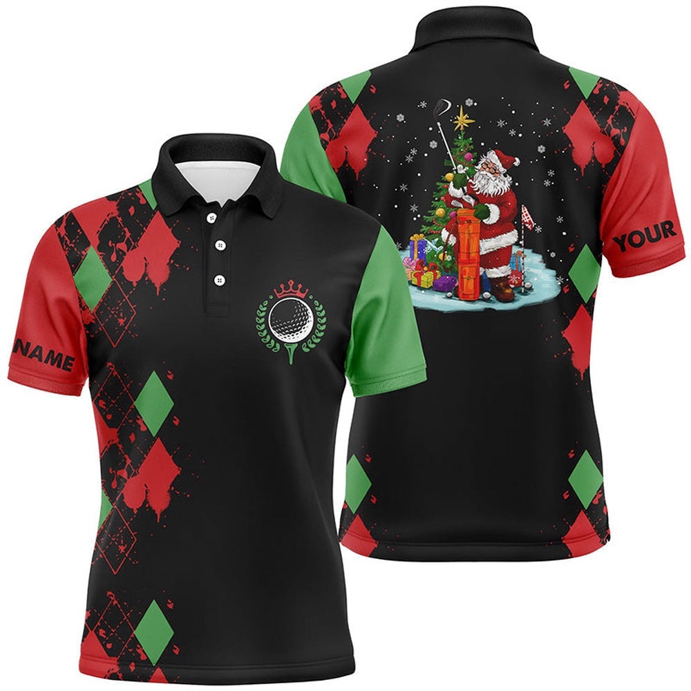 Christmas Men's Golf Polo Shirt Custom Christmas Santa Claus Golf Shirt For Men, Team Golf Jerseys, Golf Polo Shirt, Golf Shirts