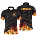 Bowling Polo Shirts For Men Custom Flame Camo Bowling Team Polo Shirt, Gifts For Bowlers, Personalized Bowling Team Shirt