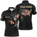Grunge Retro Usa Flag Patriotic Billiard Polo Uniform, Personalized Billiard Polo Shirt
