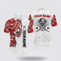 Billiard Polo Shirts, 3D Skull Billiards Red White Polo Shirts 8 Ball Pool Billiard Jerseys, Billiard Shirt Designs