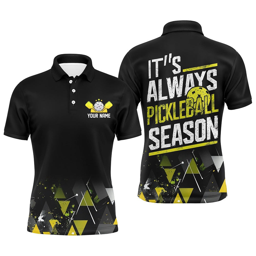 It's Always Pickleball Season Men's Pickleball Outfits Custom Pickleball Team Uniform Yellow, Pickleball Polo Shirts