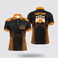Bowling Polo Shirt, Orange Bowling Polo Shirt For Men Custom Bowling Jersey With Name Bowling Team Shirt For Men