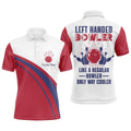 Left Handed Bowler Custom Polo Bowling Shirt For Men, Red & White Bowling Polo Shirt, Personalized Bowling Team Shirt
