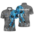 Custom Ball 8 Thunder Lighting Grunge Billiard Shirts Best Billiard Team Polo��Blue, Personalized Billiard Polo Shirt