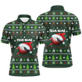 Green Red Christmas 8 Ball Christmas Billiards Polo, Personalized Billiard Polo Shirt