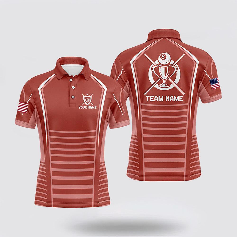 Billiard Polo Shirts, Billiards Light Red Trophy Emblem Sport Style, Billiard Shirt Designs