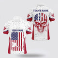 Billiard Polo Shirts, Billiard Patriotic Skull Flag White Grunge Billiard 3D Polo Shirts, Billiard Shirt Designs