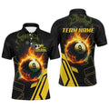 Billiard Flaming 9 Ball Pool 3D Printed Polo Shirts, Best Custom Pool Team Polo Shirts, Personalized Billiard Polo Shirt