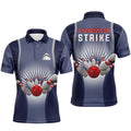 I'M Going On Strike Bowling Custom Men Bowling Polo Shirts, Team Bowling Polo Shirt Blue, Personalized Bowling Team Shirt