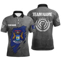 Grunge Michigan Archery Men Polo Shirts, Custom Team Name Patriotic Michigan Flag Archery Polo, Custom Archery Team Polo Shirt