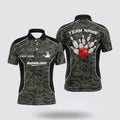 Bowling Polo Shirt, Mens Polo Bowling Shirts Custom Bowling Ball And Pins Camo Bowling Team Jersey For Men