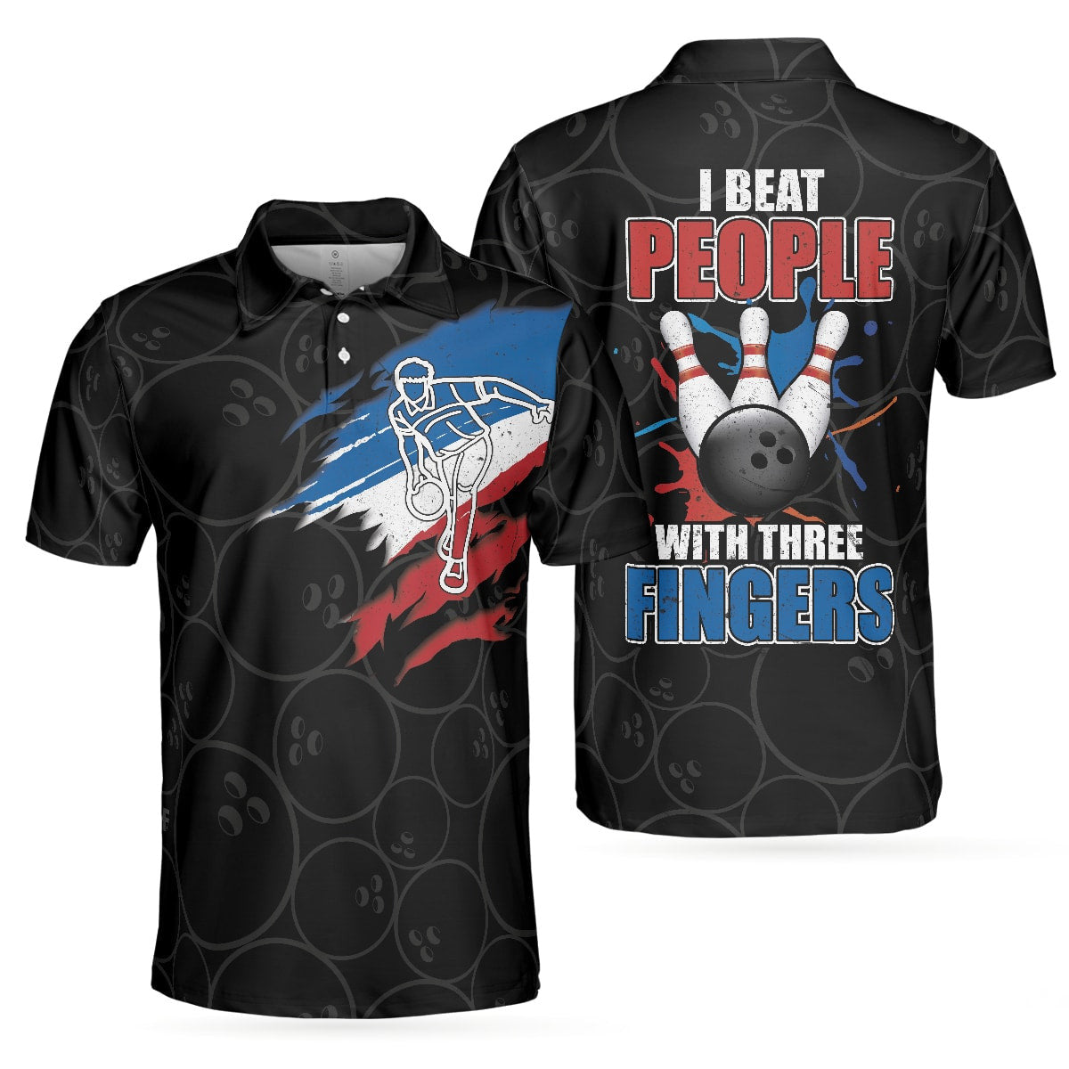 I Beat People With Three Fingers Bowling Polo Shirt - Bowling Men Polo Shirt - Gifts To Get For Your Dad - Father's Day Shirt