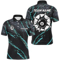 Grunge Turquoise 8 Ball Billiard Shirts Custom 8 Ball Pool Team Polo, Personalized Billiard Polo Shirt