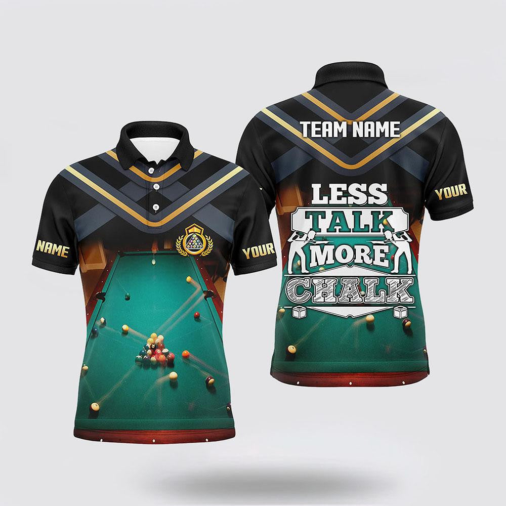 Billiard Polo Shirts, Billiard Less Talk More Chalk 3D Full Printing Polo Shirts, Billiard Shirt Designs