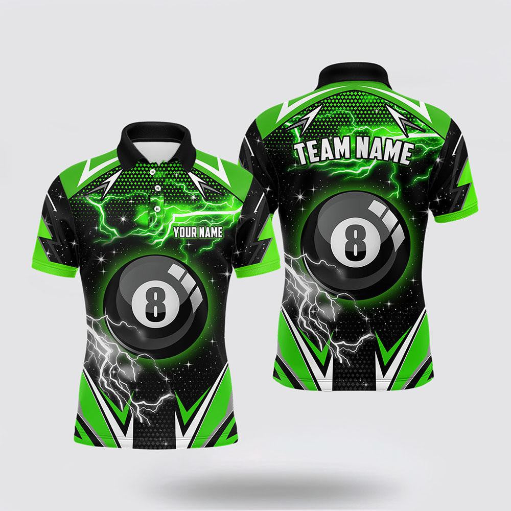 Billiard Polo Shirts, 8 Ball Pool Billiard Jerseys Green Billiard Polo Shirts, Billiard Shirt Designs