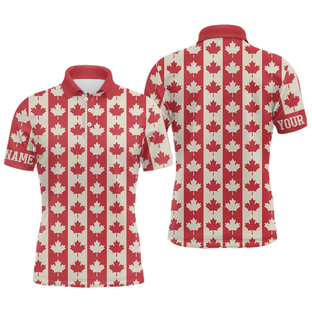 Canadian Flag Vintage Maple Leaf Men's Golf Polo Shirts Custom Patriotic Golf Shirts For Men, Golf Polo Shirt, Golf Shirts