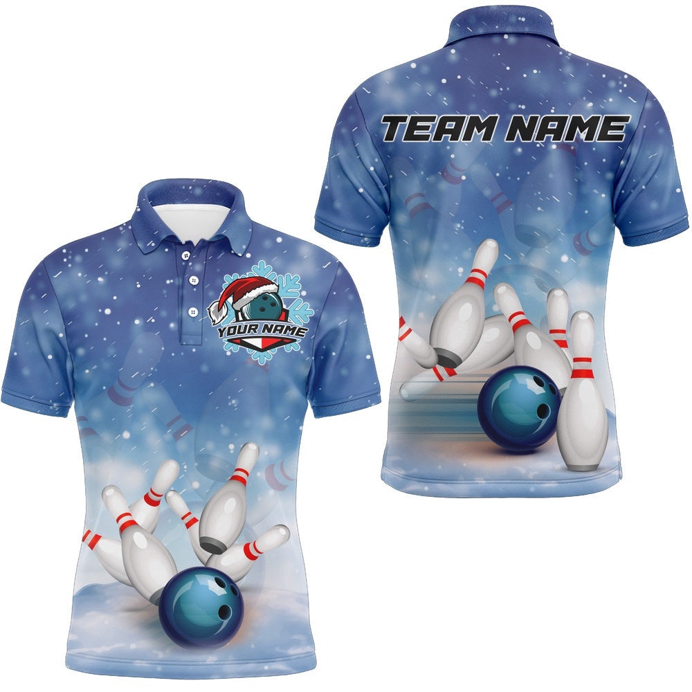 Christmas Bowling Shirt For Men Bowling Polo Shirt Team Custom Bowling Polo Shirt, Personalized Bowling Team Shirt
