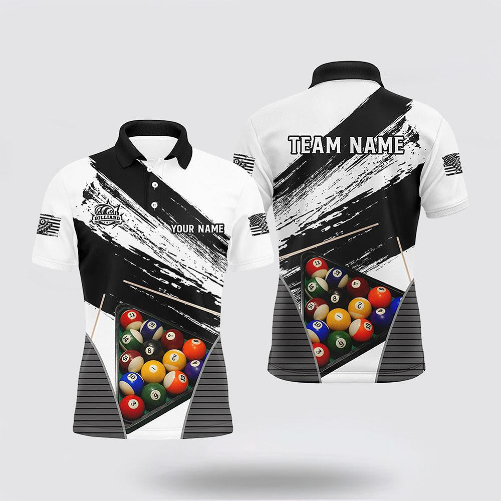 Billiard Polo Shirts, Billiard Grunge Style Black Version Name Polo Shirts, Billiard Shirt Designs