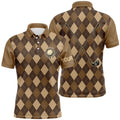 Brown Argyle Men's Golf Polo Shirts Custom Name Golf Outfit Men, Golf Polo Shirt, Golf Shirts