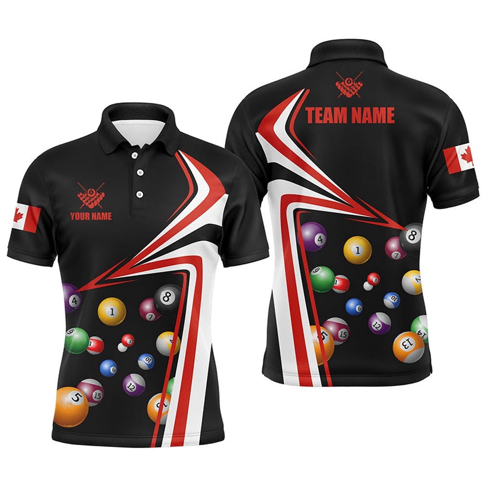 Canadian Flag Billiard Balls Polo Shirts, Personalized Billiard Polo Shirt