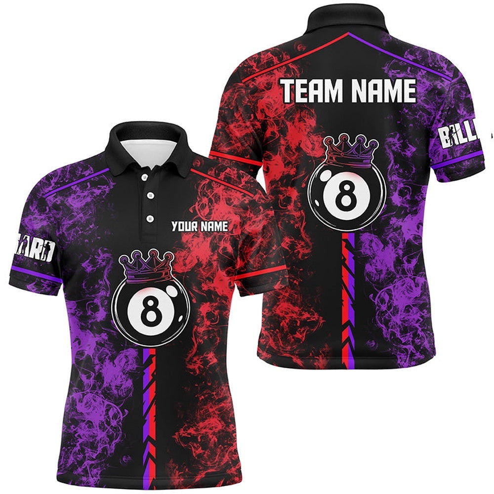 Color Smoke 8 Ball Billiards Shirts Custom 8 Ball Pool Team Shirts, Personalized Billiard Polo Shirt